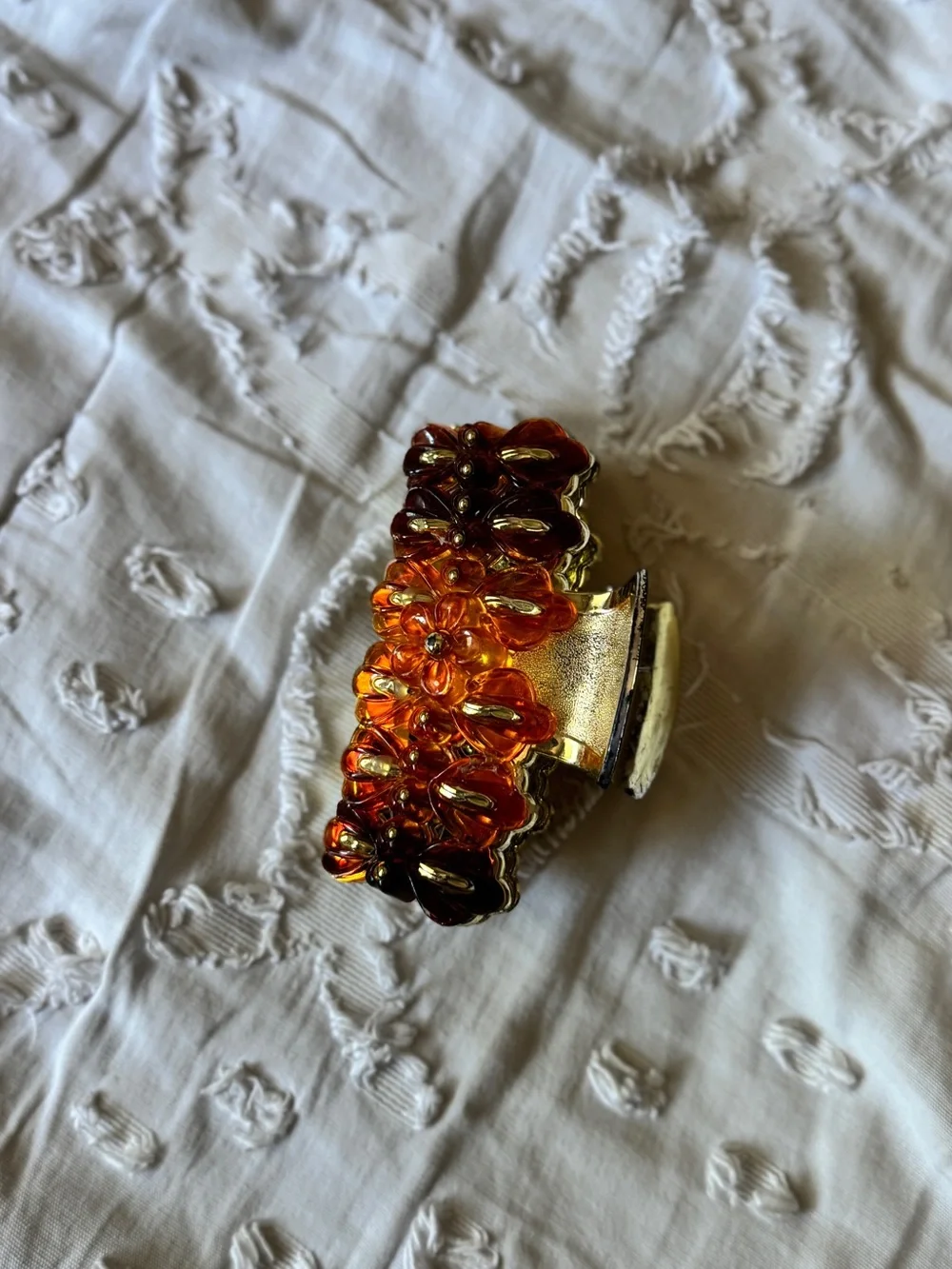 Set of 3 Decorative Vintage Hair Claw Clips- Gold toned